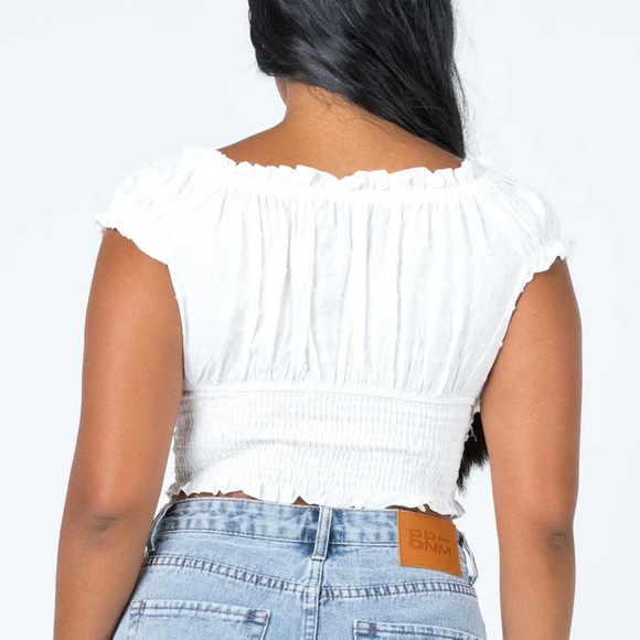 Princess Polly Love Galore White Smocked Crop Top | Size 8 - Picture 2 of 6